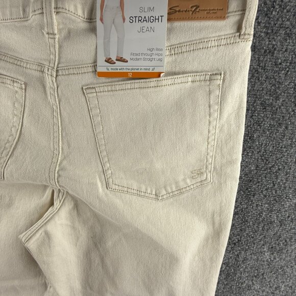 NWT Seven7 Jeans Slim Straight Ivory High Rise Denim Pants Fitted Hips Ladies - Picture 13 of 16